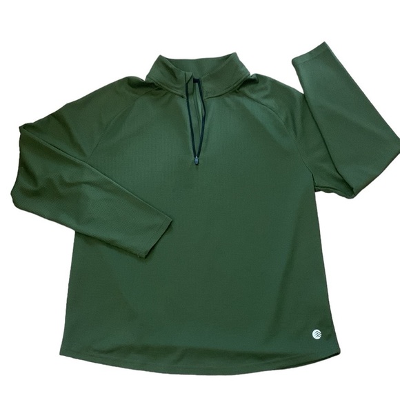 Solaris Lightweight Green Quarter Zip Long Sleeve Pullover Jacket Size XL - Picture 1 of 7